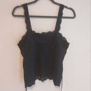 Banana Republic Y2K Black Lace Coquette Camisole Tank with Satin Waist Tie NWOT